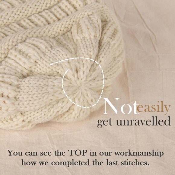 Women\'s Knitted Beanie Beige Cozy Skull Ski Hats Cap Winter Warm Slouchy Design main image 6